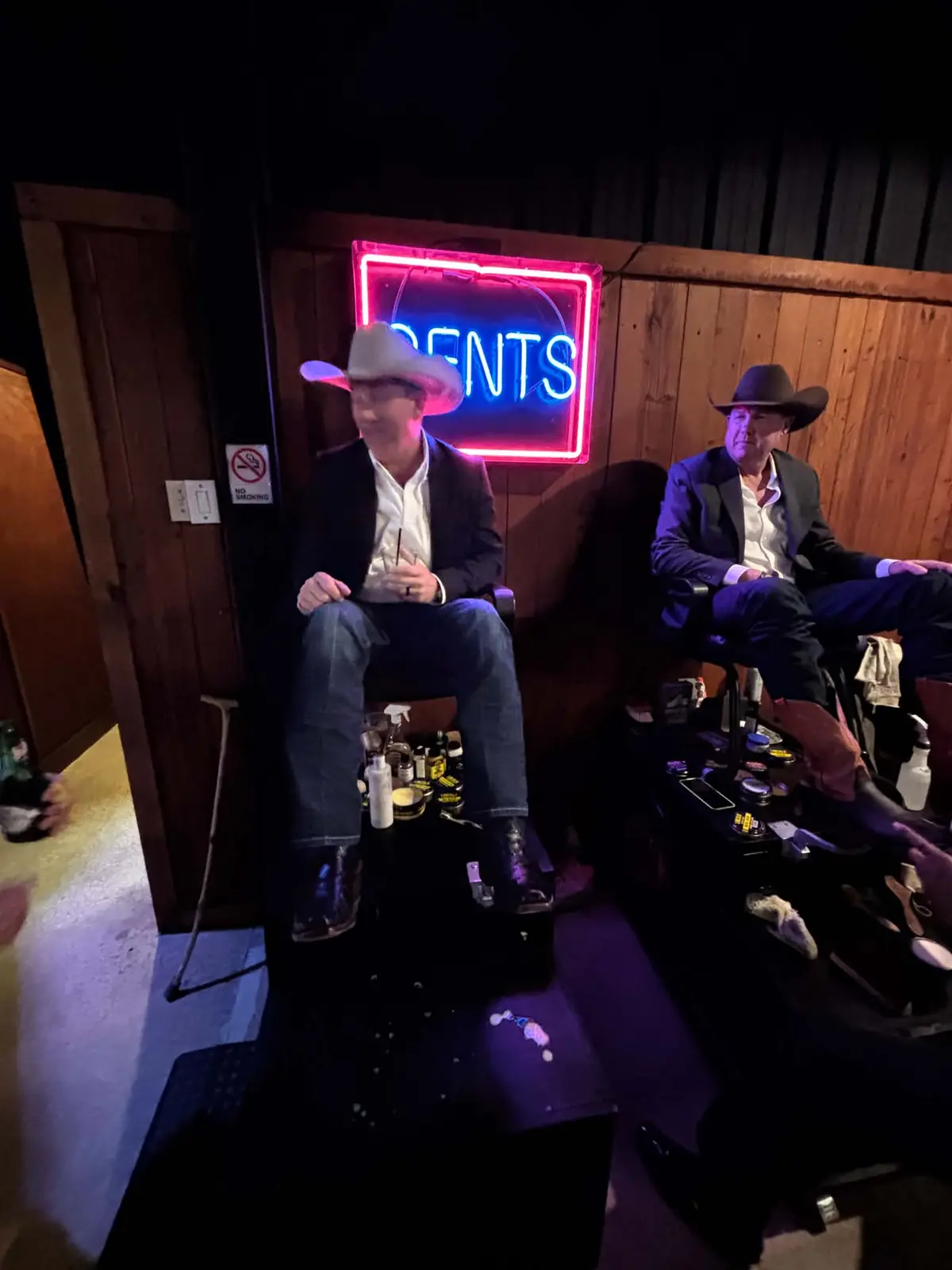 Guests enjoying an evening shoe-shine pop-up